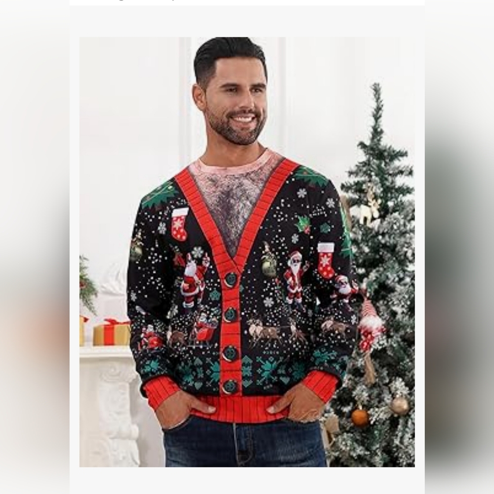 Christmas NWOT Men's Ugly Sweater - Gingermen L ( PTP 23")